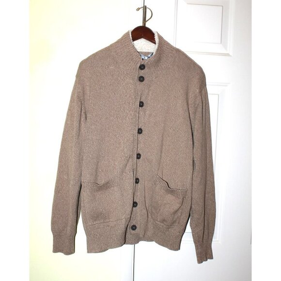 OSCAR DE LA RENTA 100 Cotton men brown sweater Size XL Long Sleeve Button front - Picture 7 of 11